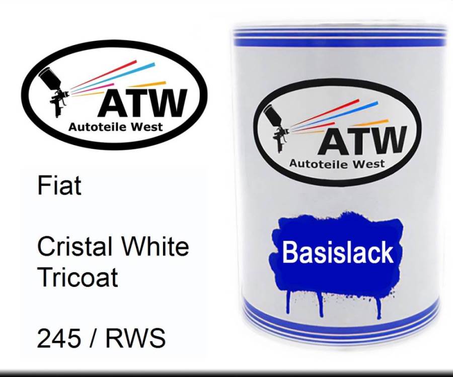 Fiat, Cristal White Tricoat, 245 / RWS: 500ml Lackdose, von ATW Autoteile West.